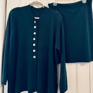 Vintage Carole Little Sweater Set consisting of a button-front cardigan & skirt